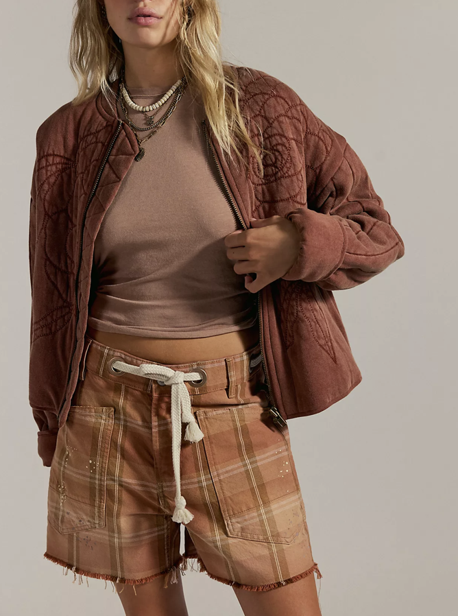 Free People Rose Zip-Up Sweatshirt in Cinnamon Stick — Hanalei and